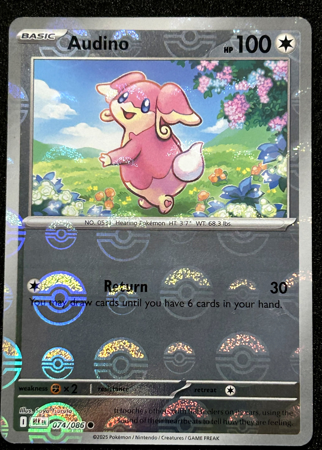 Audino 074 Poké Ball Holo Poké Ball Pattern Black Bolt front