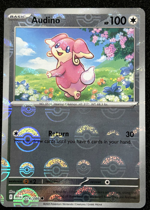 Audino 074 Poké Ball Holo Poké Ball Pattern Black Bolt front