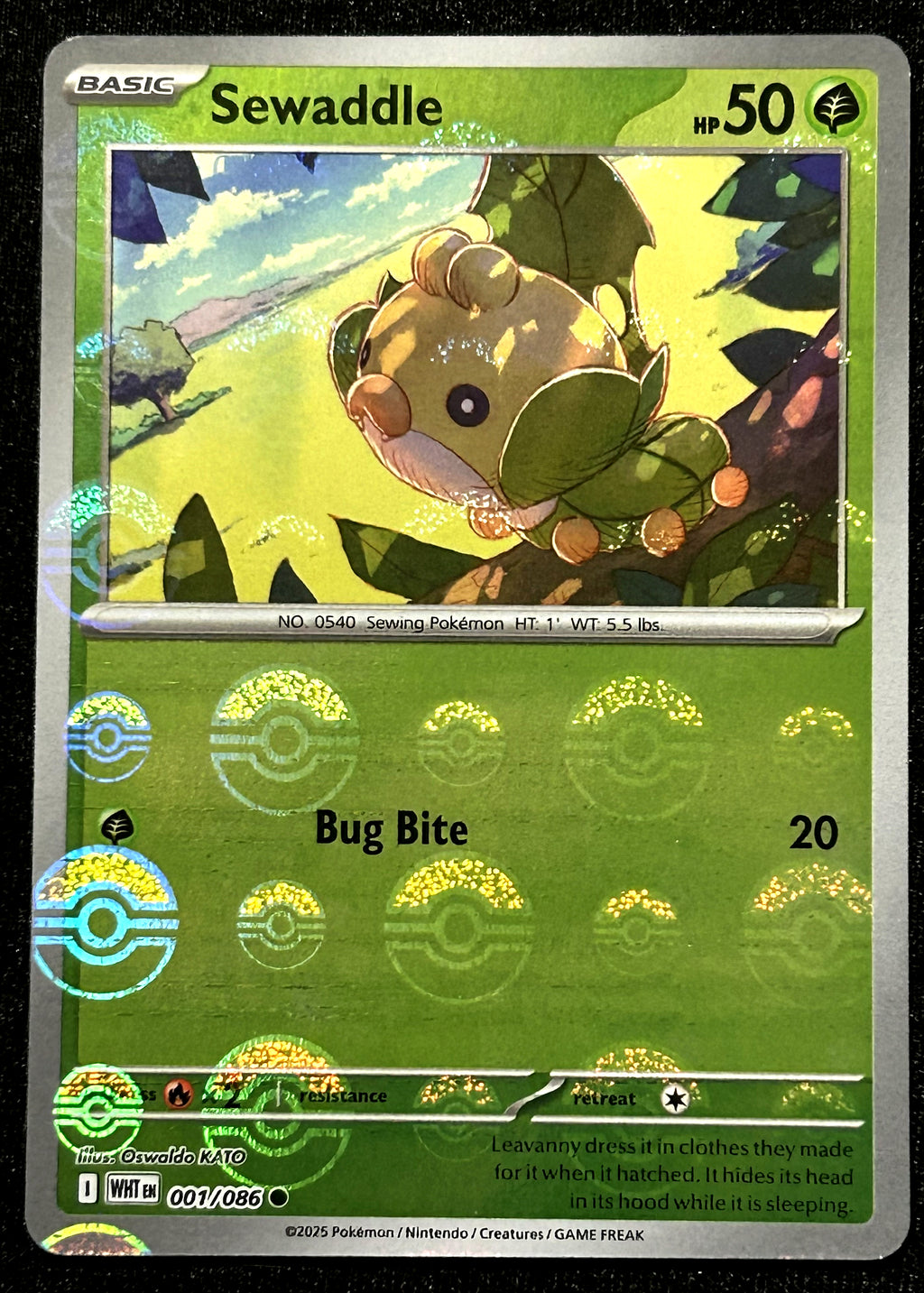 Sewaddle 001 Poké Ball Pattern White Flare front