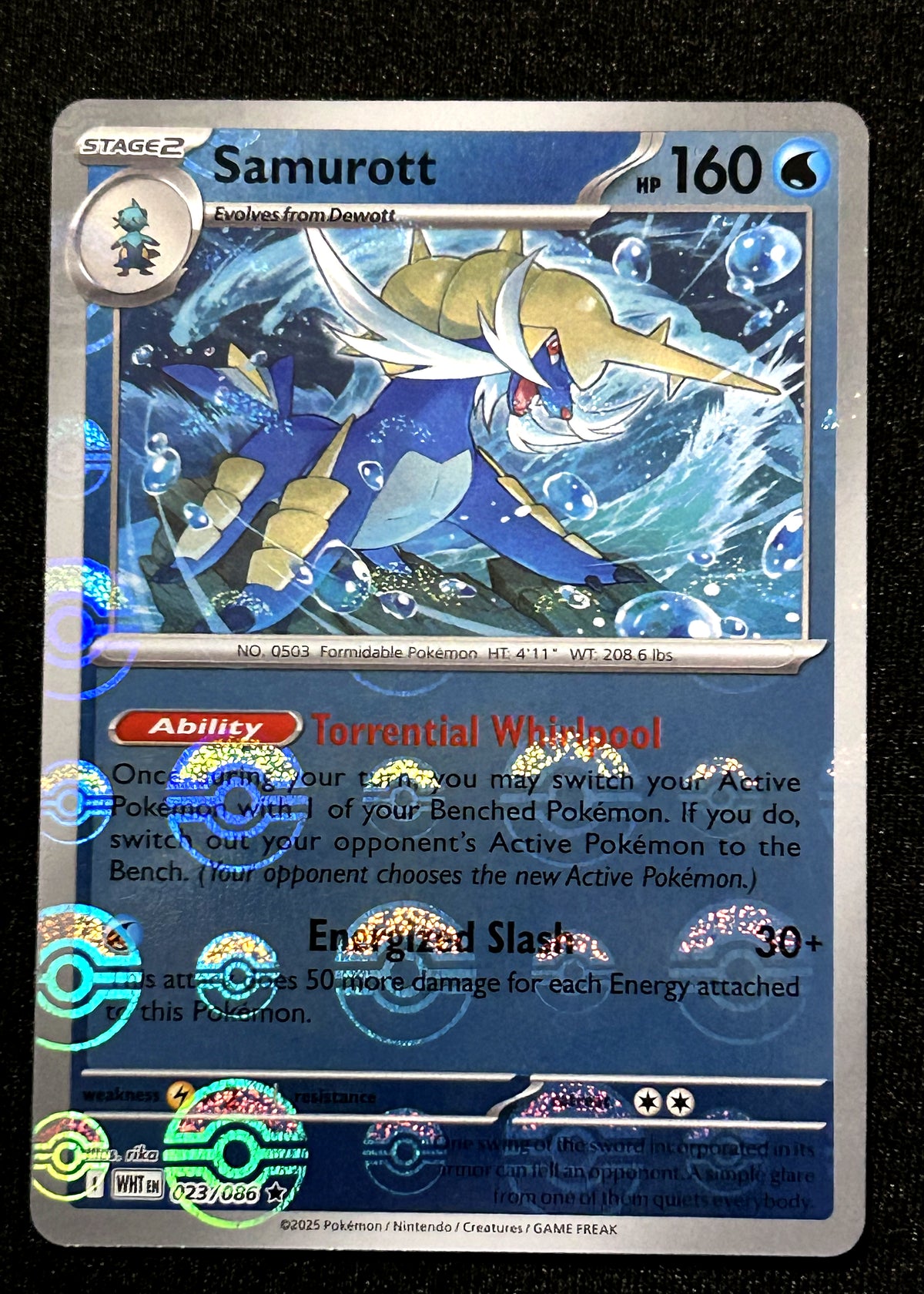 Samurott 023 Poké Ball Pattern White Flare front