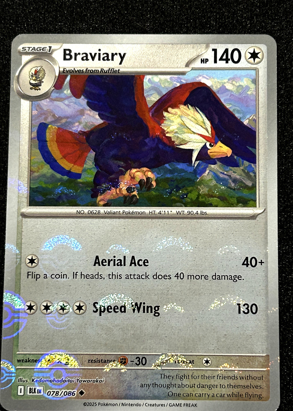 Braviary 078 Poké Ball Pattern Black Bolt front