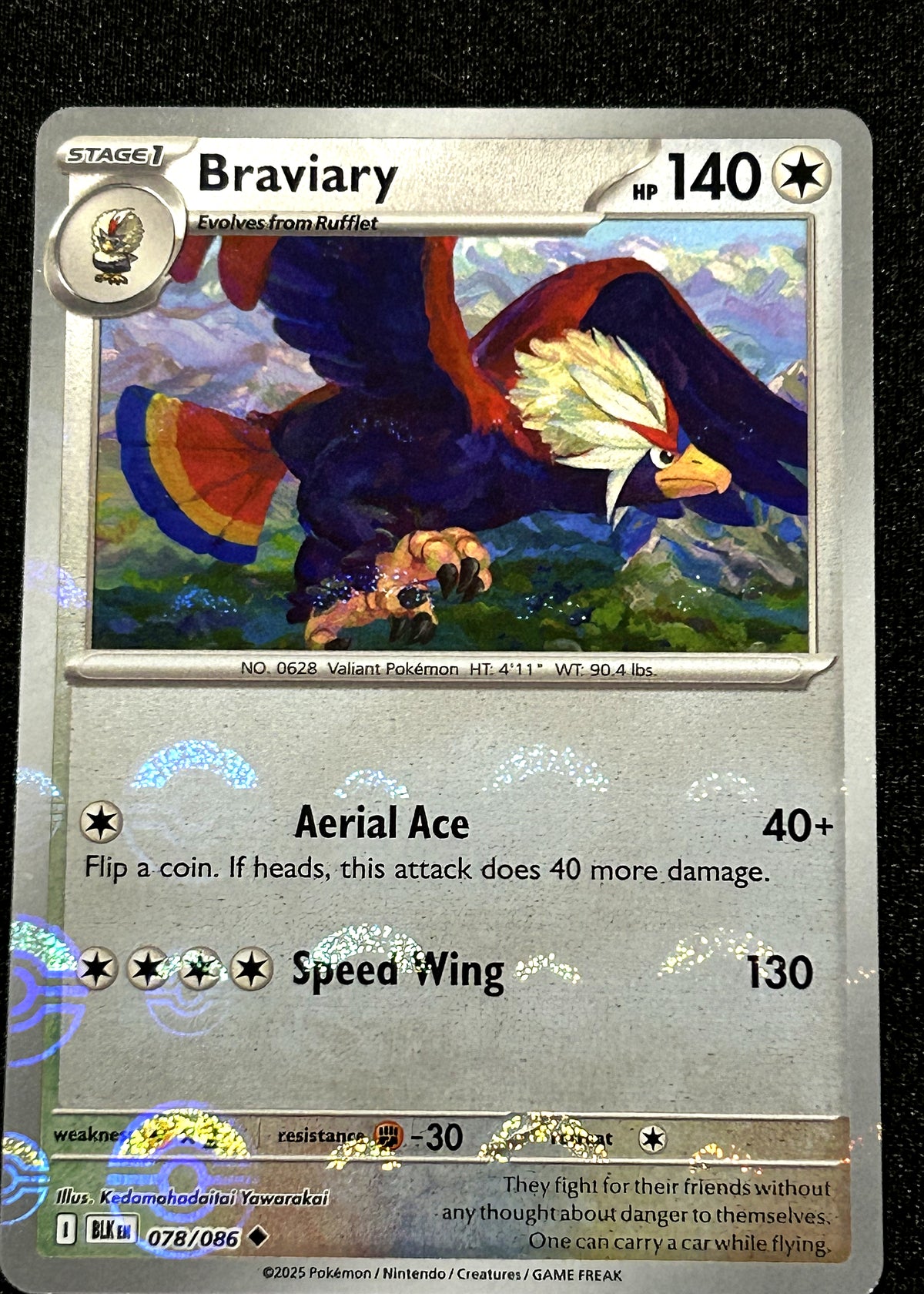 Braviary 078 Poké Ball Pattern Black Bolt front