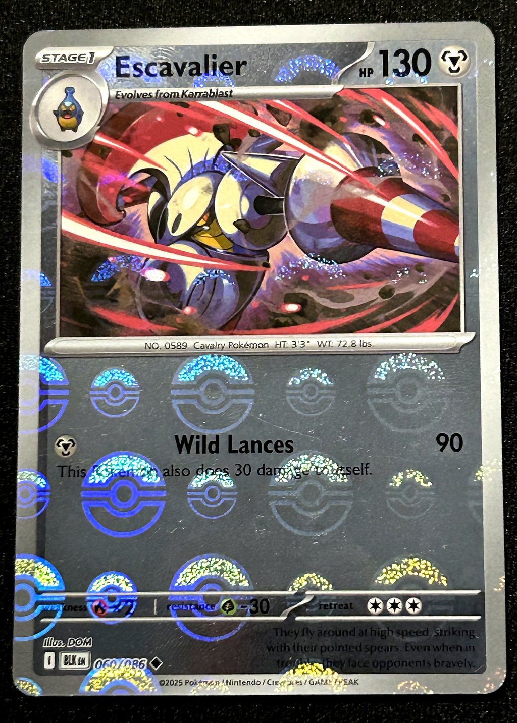 Escavalier 060 Poké Ball Pattern Black Bolt front