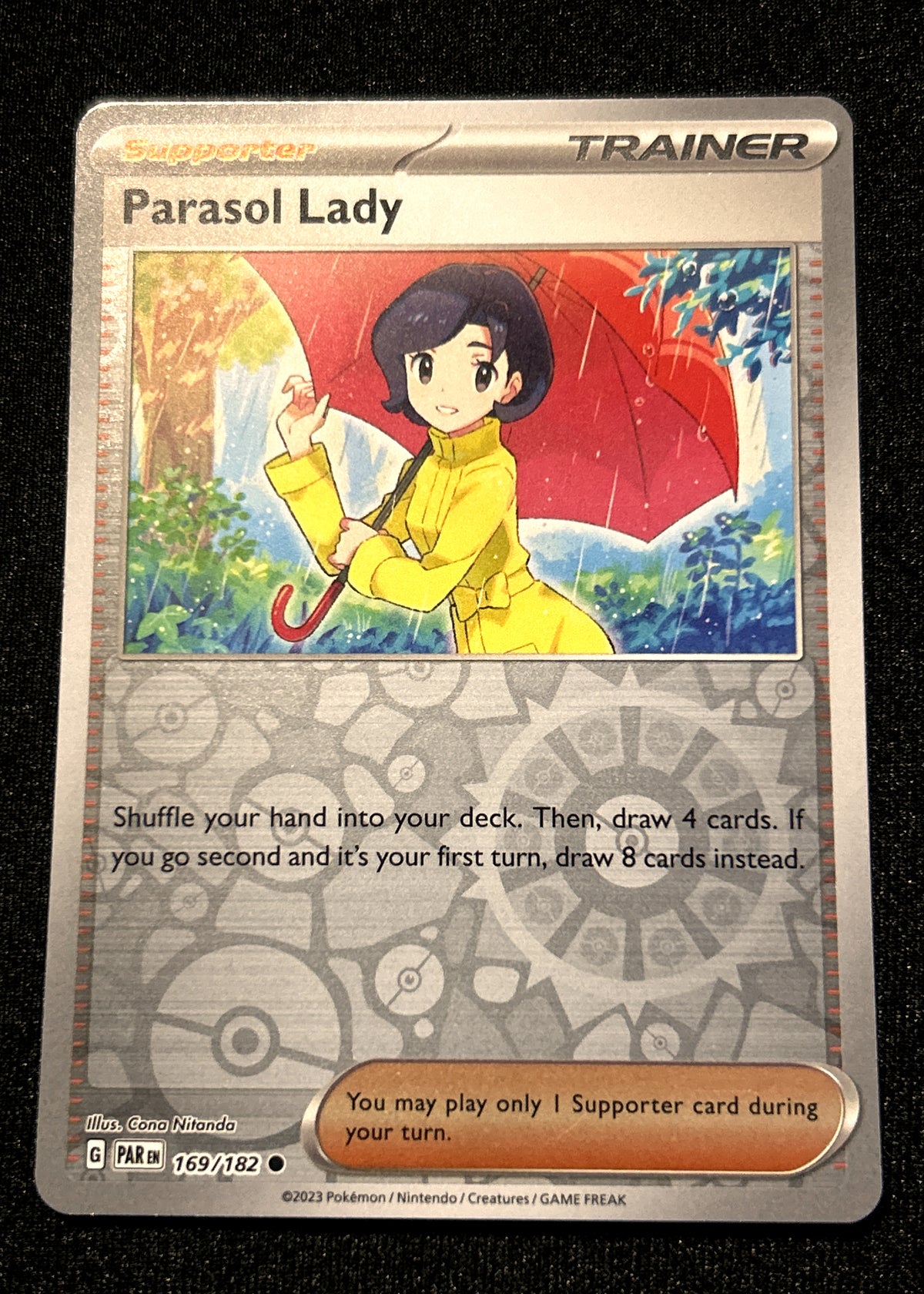 Parasol Lady 169 Reverse Holo Trainer Supporter Paradox Rift front